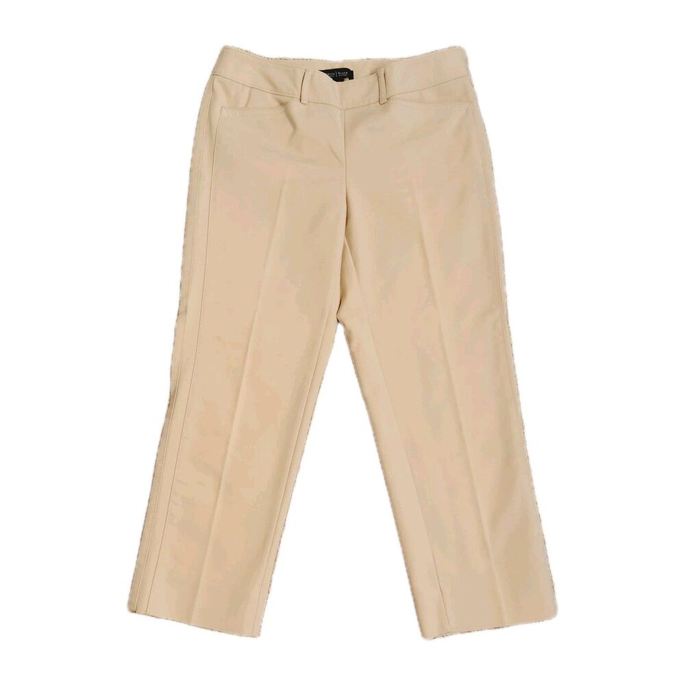 White House Black Market Slim Ankle Pant Beige Side Zip Women's 2 Professional
